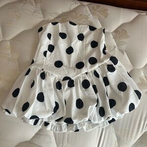Strapless Polka Dot Peplum Top